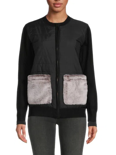 Yal New York Women's Faux Fur Pocket Jacket In Black