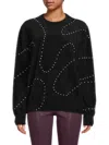 Yal New York Women's Faux Pearl Crewneck Sweater In Black