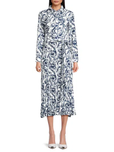 Yal New York Women's Floral Pleated Maxi Dress In Blue Multi