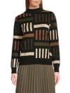 Yal New York Black Sweater With Multicolor Geometric Design In Multi