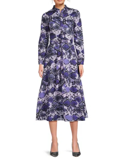 Yal New York Women's Reptile-print Midi Shirtdress In Purple