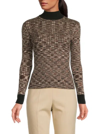 Yal New York Women's Rib-knit Mock Turtleneck Top In Brown