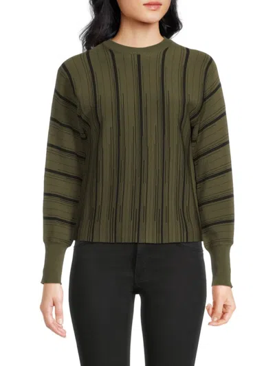 Yal New York Women's Rib-knit Striped Sweater In Green