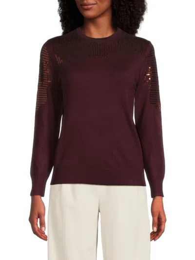 Yal New York Women's Sequin-embellished Sweater In Burgundy