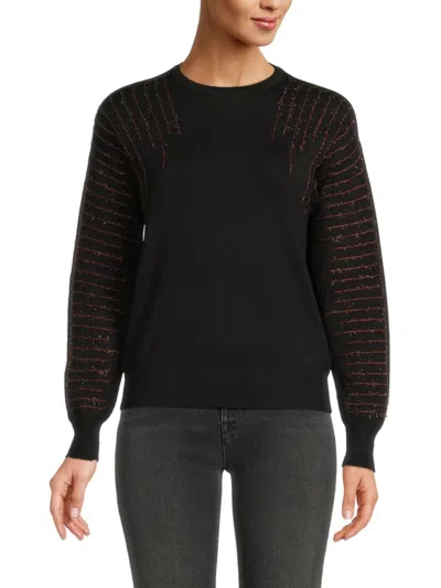 Yal New York Women's Shimmer Stitch Viscose-blend Sweater In Black