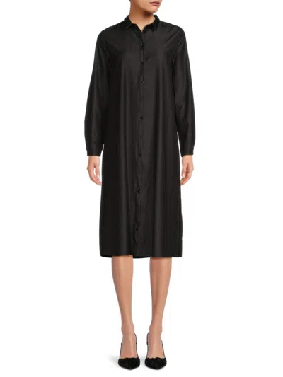Yal New York Women's Solid Midi Shirt Dress In Black