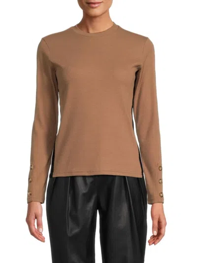 Yal New York Women's Solid Ribbed Top In Camel
