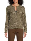 Yal New York Women's Space Dye Crewneck Cardigan In Green