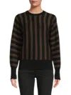 Yal New York Women's Stripe Crewneck Sweater In Black Camel