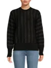 Yal New York Women's Stripe Crewneck Sweater In Black Gold