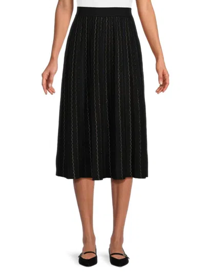 Yal New York Women's Striped Lurex A Line Midi Skirt In Black
