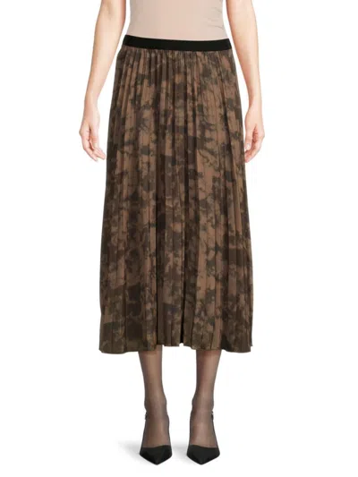Yal New York Women's Tie Dye Pleated Midi Skirt In Brown