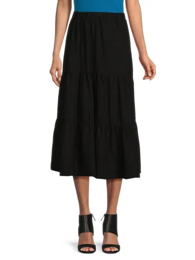 Yal New York Women's Tiered Midi Skirt In Black
