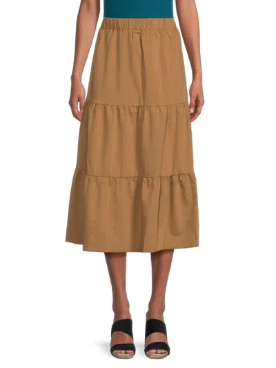 Yal New York Women's Tiered Midi Skirt In Camel