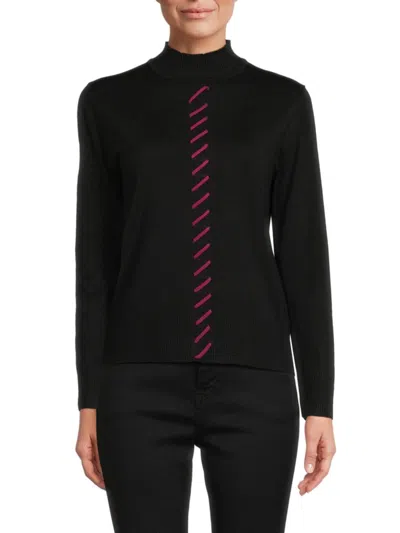 Yal New York Women's Whipstitch Turtleneck Sweater In Black