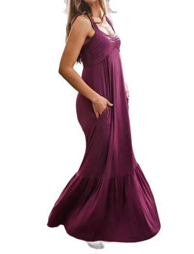 Yala Cleo Babydoll Bamboo Maxi Dress In Boysenberry In Purple