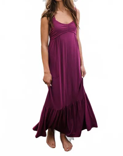 Yala Cleo Babydoll Bamboo Maxi Dress In Boysenbery In Red