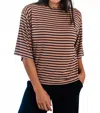 Yala Jaclyn Wide Sleeve Boatneck Bamboo Top In Black Newport Stripe