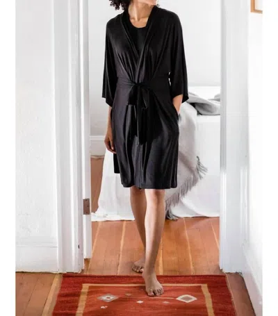 Yala Nina Elbow Sleeve Belted Bamboo Robe In Black