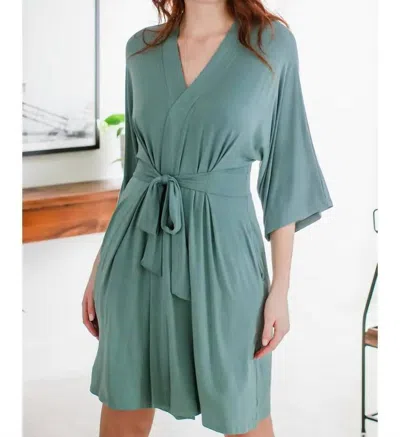 Yala Nina Elbow Sleeve Belted Organic Bamboo Robe In Matcha Tea Green