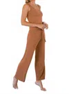 Yala Peyton Bamboo Sweater Drawstring Lounge Pant In Camel Heather