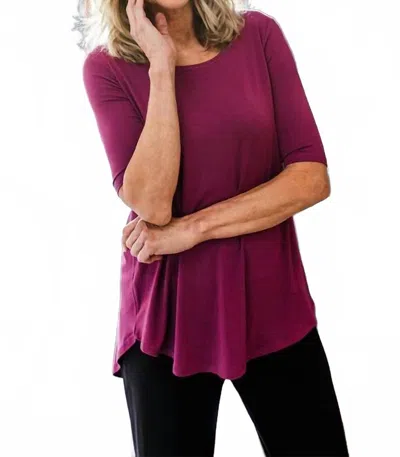 Yala Sandy Relaxed Fit Scoop Neck Short Sleeve Bamboo Top In Boysenberry