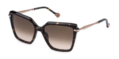 Yalea Sya195 Branca 0722 Women's Sunglasses Tortoiseshell Size 56 In Shiny Dark Tortoise