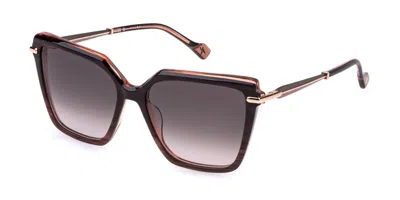 Yalea Sya195 Branca 0wtn Women's Sunglasses Brown Size 56 In Shiny Striped Pearl Brown