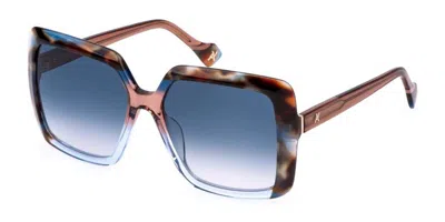Yalea Sya197v Florence 0827 Women's Sunglasses Tortoiseshell Size 57 In Shiny Pink,blue Tortoise