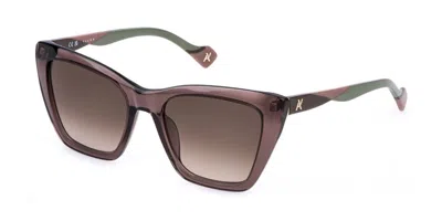 Yalea Sya198 Homa 07ay Women's Sunglasses Brown Size 55 In Transparent Shiny Brown