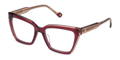 Yalea Vya176v Ingrid 0afd Women's Glasses Red Size 53 - Free Lenses - Blue Light Block Available In Glossy Transparent Raspberry Red