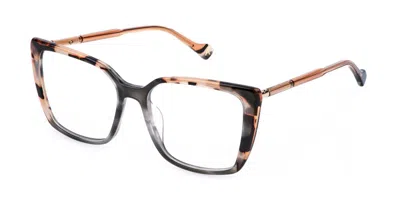 Yalea Vya187v Simone 09t8 Women's Glasses Tortoiseshell Size 54 - Free Lenses - Blue Light Block Available In Shiny Striped Grey,brown Tortoise