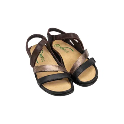 Yaleet Women's Whetu Sandals In Black Leather/radiant Copper Leather/brown Leather In Multi