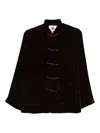 Yali Forg-fastening Velvet Blazer In Burgundy