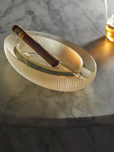 Yali Glass Casa Hand-blown Murano Glass Cigar Ashtray  Abask Luxury Gift In Neutral