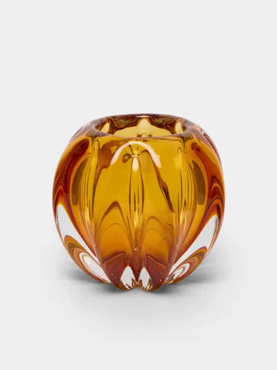 Yali Glass Fiori Bolla Hand-blown Murano Glass Vase  Abask Luxury Gift In Yellow