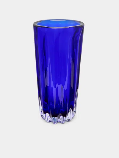 Yali Glass Fiori Hand-blown Murano Glass Vase (18.5in/47cm) In Blue