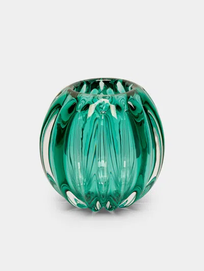 Yali Glass Fiori Uovo Hand-blown Murano Glass Bud Vase  Abask Luxury Gift In  Green