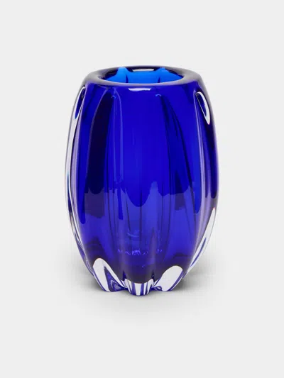 Yali Glass Fiori Uovo Hand-blown Murano Glass Vase  Abask Luxury Gift In  Blue