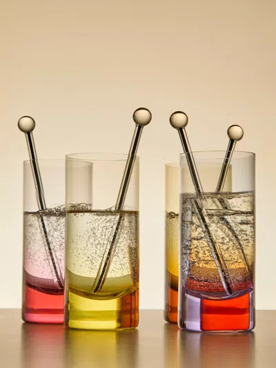 Yali Glass Manhattan Hand-blown Murano Glass Cocktail Stirrers (set Of 6) In Multi