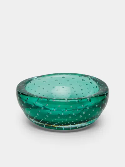 Yali Glass Vegas Hand-blown Murano Glass Low Bowl In Green