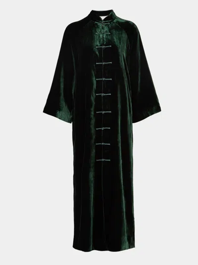 Yali Milano Velvet Light Robe Size: L  Abask Luxury Gift In Green
