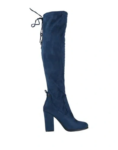 Yamamay Woman Boot Blue Size 8 Textile Fibers