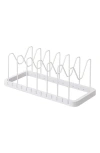 Yamazaki Adjustable Pot Lid Wire Organizer In White