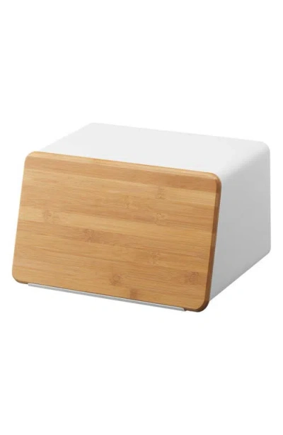 Yamazaki Breadbox With Bamboo Cutting Board In White