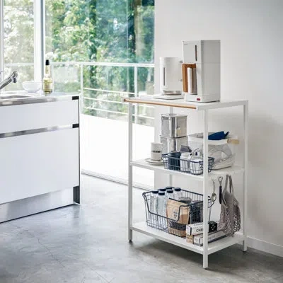 Yamazaki Home 3-tiered Storage Rack - Kitchen Shelf Organizer, Short, Steel, Short In White