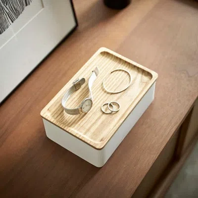 Yamazaki Home Accessory Box, Polystone, Lid In Ash