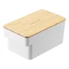 Yamazaki Home Airtight Food Storage Container - Bamboo Lid, Plastic + Wood, Airtight, Lid, No Assembly In White