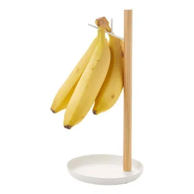 Yamazaki Home Banana Hanger, Steel + Wood In White