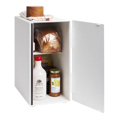 Yamazaki Home Bread Box - Two Styles, Steel, Vertical, Supports 4.4 Pounds, Handle, No Assembly In White